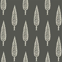 Black & Taupe Juniper Modern Tree Prepasted Wallpaper