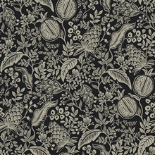 Black &amp; Taupe Pomegranate Tropical Foliage Wallpaper