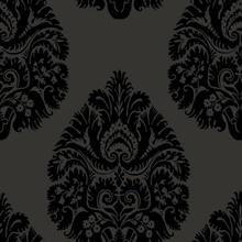 Black Teardrop Classic Damask Wallpaper