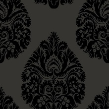 Black Teardrop Classic Damask Wallpaper