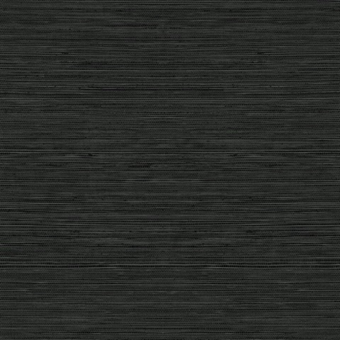 Black Textured Grasscloth Wallpaper