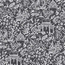 Black Weathered Garden Tiger &amp; Crane Toile Wallpaper