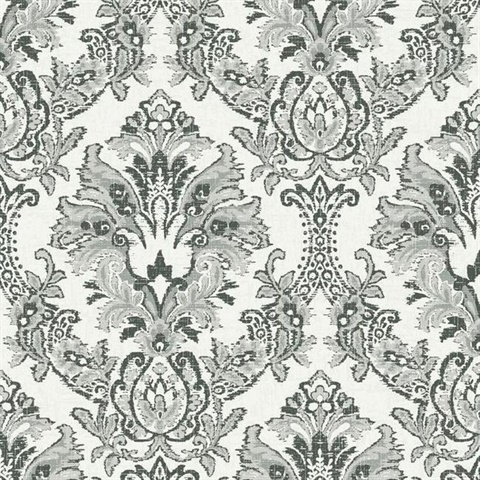 Black & White Bold Borcade Damask Wallpaper