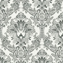 Black &amp; White Bold Borcade Damask Wallpaper