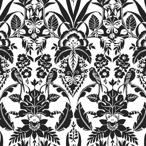 Black & White Botanical Damask