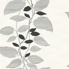 Black & White Etched Leaves Wallpaper