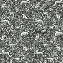 Black &amp; White Fable Rabit &amp; Squirrel Animal Print Rifle Paper Wallpape