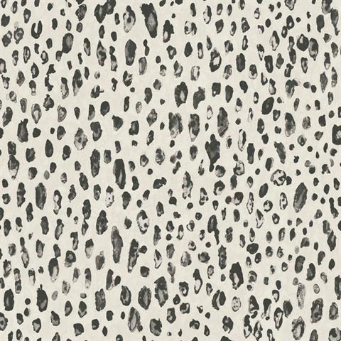 Black & White Faux Leopard Skin Wallpaper