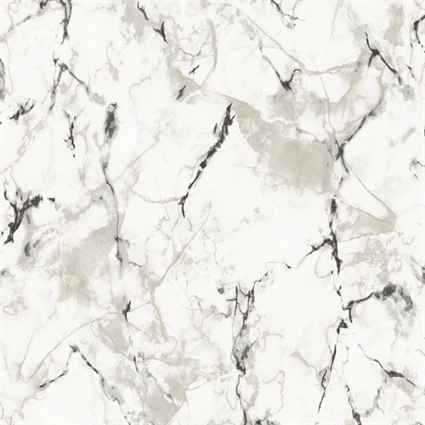 Black & White Faux Marble Wallpaper