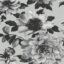 Black & White Halftone Floral Wallpaper