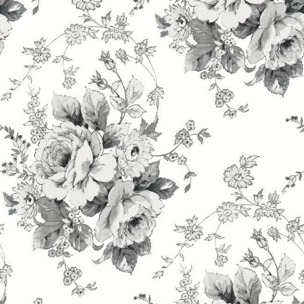 black white wallpaper floral