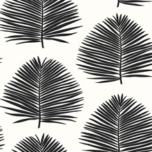 Black &amp; White Large Palm Leaf Block Print Wallpaper