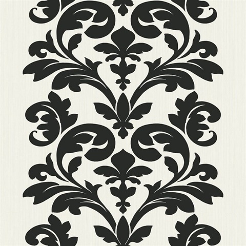 Black & White Large Print Damask Wallpaper