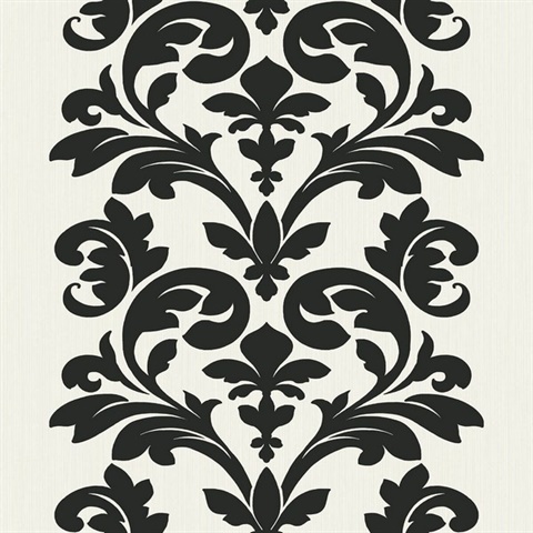 Black & White Large Print Damask Wallpaper