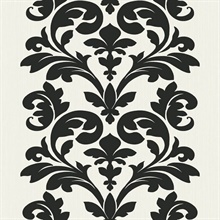 Black & White Large Print Damask Wallpaper