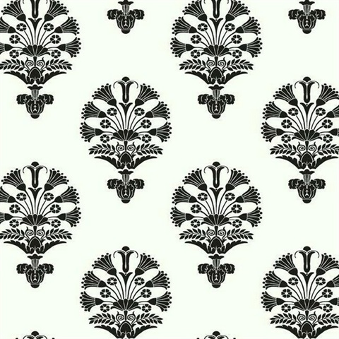 Black & White Luxor Medallion Traditional Wallpaper