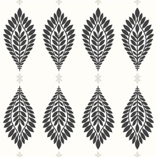 Black & White Mirasol Palm Frond Medallion Wallpaper