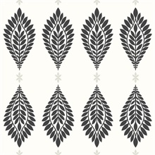 Black & White Mirasol Palm Frond Medallion Wallpaper