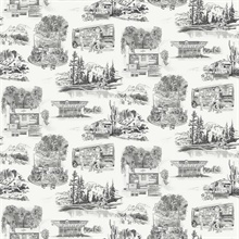 Black &amp; White Modern Vista Toile Wallpaper