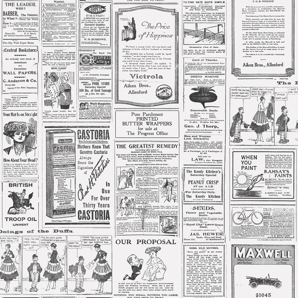 3115-64272 - Farmhouse Wallpaper-Vintage Newspaper
