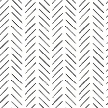 Black &amp; White Painted Herringbone Vertical Striped Wallpaper