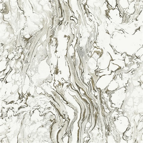 Black & White Polished Faux Marble Wallpaper