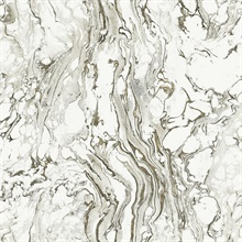 Black & White Polished Faux Marble Wallpaper