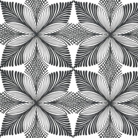 Black & White Roulettes Art Deco Wallpaper