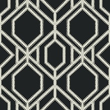 Black &amp;amp; White Sawgrass Trellis Geometric Hexagon Wallpaper