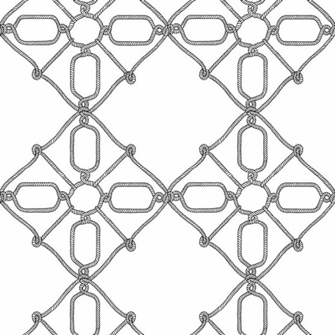 Black & White Seawater Diamond Trellis Peel and Stick Wallpaper