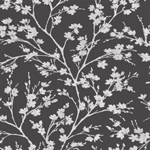 Black Wispy Branches & Leaf Silhouette  Wallpaper
