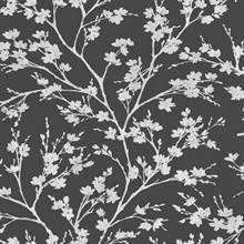 Black Wispy Branches &amp; Leaf Silhouette  Wallpaper