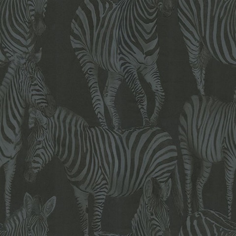 TCW007TCAHOUZ018| Black Zebra Toile Misterioso Wallpaper