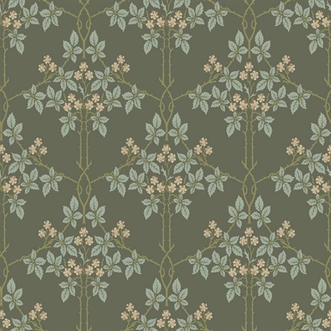 Blackberry Grey Vine Trellis Wallpaper