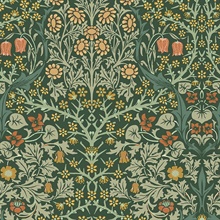 Blackthorn Deep Green Victorian Floral Wallpaper