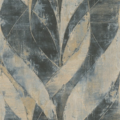 Blake Denim Leaf Wallpaper