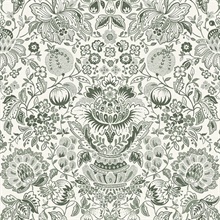 Blanche Dark Green Floral Damask Wallpaper