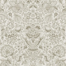 Blanche Neutral Floral Damask Wallpaper