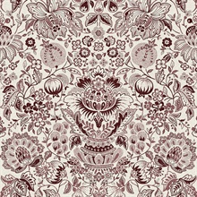 Blanche Plum Floral Damask Wallpaper