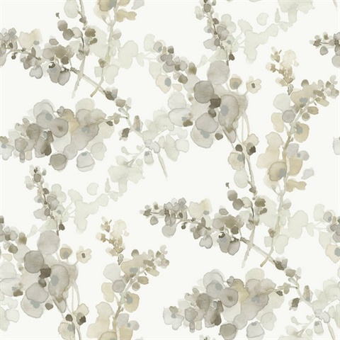 Blonde Watercolor Floral Blossom Fling Wallpaper
