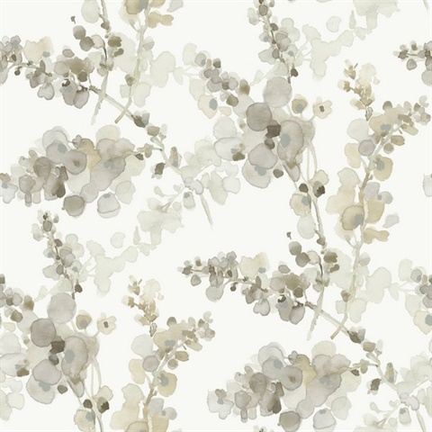 Blonde Watercolor Floral Blossom Fling Wallpaper