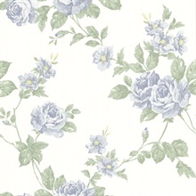 Bloom Blue Floral Trail Wallpaper
