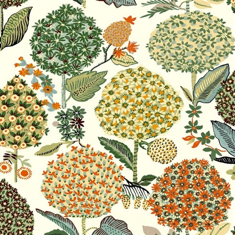 Blooming Bulbs Floral Melon & Spruce Peel and Stick Wallpaper