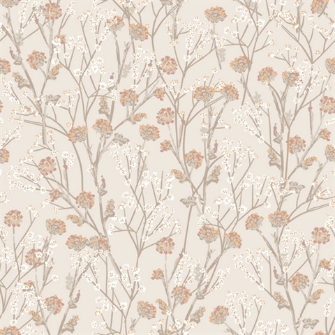 Blossom Branches Grey Beige Wallpaper
