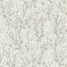 Blossom Branches Grey Green Wallpaper