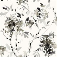 Blossom Season Grey & Brown Watercolor Branch Wallpaper