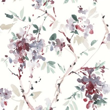 Blossom Season Red & Green Watercolor Branch Wallpaper