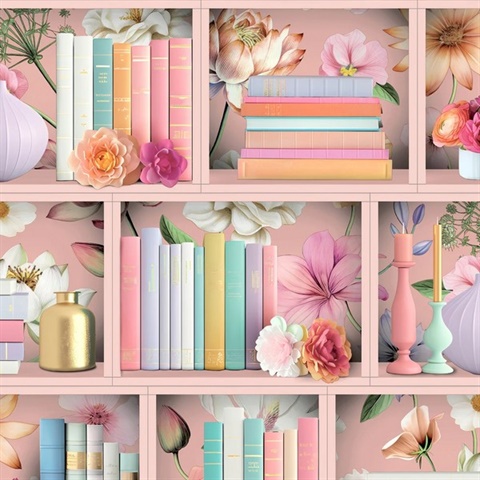 Blossom Shelves Pink Wallpaper