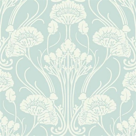 Blue 1920s Textured Nouveau Damask