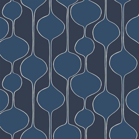 Blue Abstract Retro Ogee Wallpaper